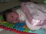 Akilah enjoying tummy time 