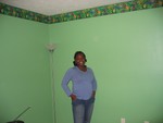 Another picture of painted and wallpapered room + 6.5 months pregnant Candice