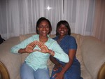Lynda and I posing on the couch