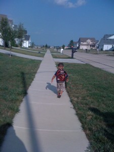 Nicholas with backpack